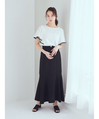 earth music&ecology パイピングフレアスリーブカットソー Off White