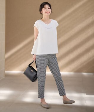 ANY チュールデザインフレンチスリーブTシャツ オフ