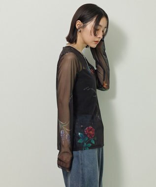 Green Parks ・ＳＵＧＡＲ　ＳＰＯＯＮ　フラワーｐｔシアーロンＴＥＥ Black