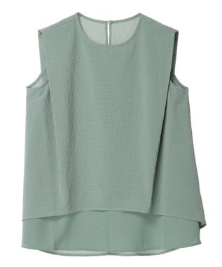 Green Parks 異素材レイヤードノースリーブブラウス Green