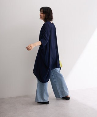 Green Parks ハシゴレースレーヨンクレープチュニック Navy