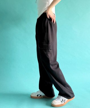 WEGO 【ウエストゴム】スウェットカーゴパンツ ブラック