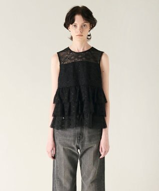 GRACE CONTINENTAL レースギャザートップ ブラック