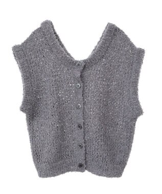 earth music&ecology ファンシーヤーンベスト Charcoal Gray