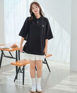 WEGO 【ユニセックス着用ITEM/MLサイズ展開】別注USPOLO　ヘビーウェイトポロT ブラック