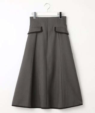 Feroux 【洗える】バイカラーフレア スカート グレー系