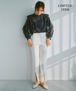 ICB 【WEB限定・洗える】キュプラハイパワーストレッチ セミフレアパンツ オフホワイト系