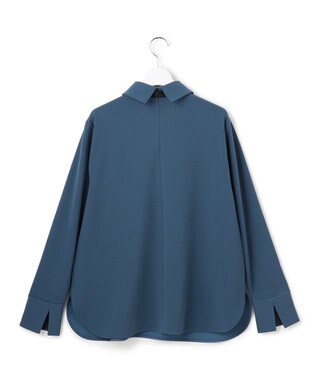 ICB マラボーテＷジョーゼット ボウタイ付きシャツカラートップス ブルーグレー系