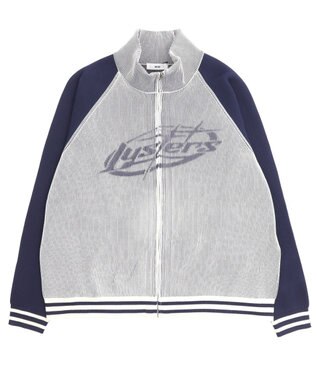 WEGO 【ユニセックス着用ITEM/MLサイズ展開】ラグラングラフィックニットブルゾン オフホワイト