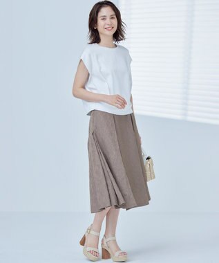 組曲 S 【WEB限定】エアリーフラワージャガード フレアスカート カーキ系