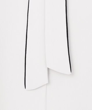 ICB 【先行予約】BackSatinAmunzen 5分袖配色ボウタイブラウス オフホワイト