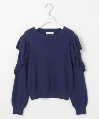 ANY SIS 【洗える】フリルスリーブ ニット ダークブルー