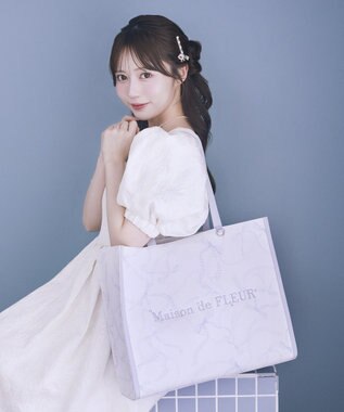 Maison de FLEUR リボンパールプリントマルチポケットトートバッグ