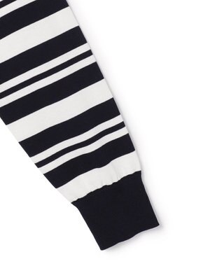 23区 L 【先行予約】プレミアムビオコットン ポケット ボーダー カーディガン ネイビー×オフ