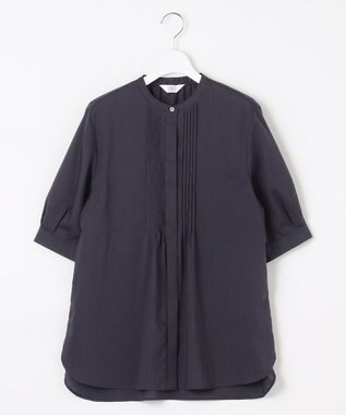 J.PRESS LADIES 【WEB限定カラーあり・洗える】ラミーポプリン バンドカラー ブラウス ネイビー系