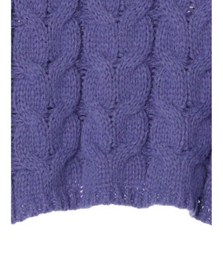earth music&ecology ローゲージ手編み風ケーブルプルオーバー Blue