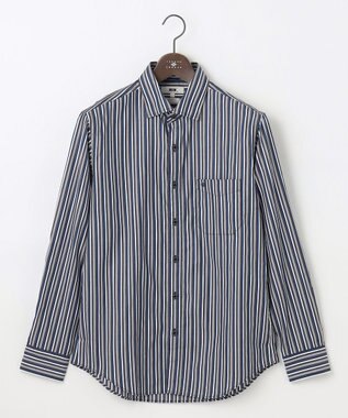 JOSEPH ABBOUD 【オーガニックコットン・柔らかな肌触り】カラーストライプ シャツ ネイビー系1