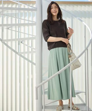 ANY 【洗濯機可/アンチピリング】ギマハーフスリーブニット ブラウン