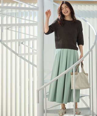 ANY 【洗濯機可/アンチピリング】ギマハーフスリーブニット ブラウン