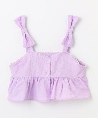 ANY KIDS キャミソール付き 長袖Tシャツ ラベンダー×オフホワイト