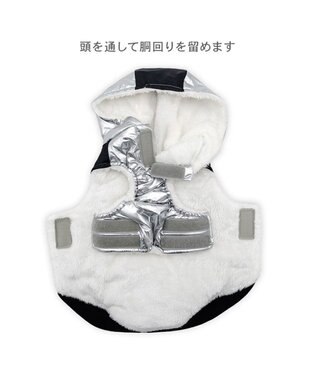 PET PARADISE Lee フード付 綿入れベスト 《シルバー》 中型犬 大型犬 シルバー×ブラック