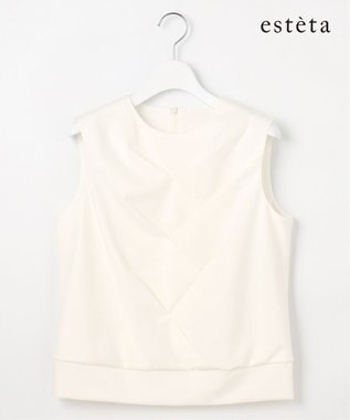 23区 【エステータ】トリアセファインジャージー タックデザイン カットソー ホワイト系
