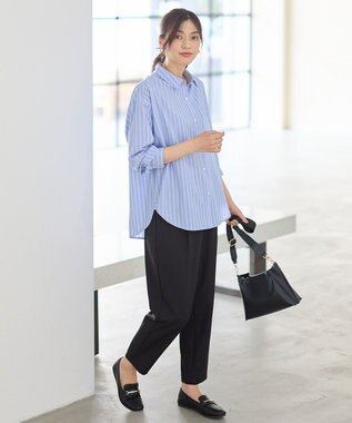 ANY オーバーサイズシャツ ブルーストライプ