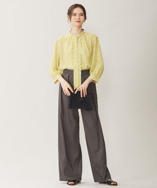 自由区 【洗える】ウェーブパターンプリント ブラウス ピスタチオ系