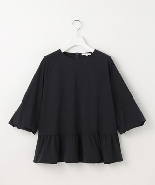 自由区 L クリアコットンポンチペプラム カットソー ネイビー