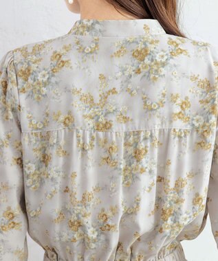 Tiaclasse L 【洗える】花柄フレアワンピース グレージュ