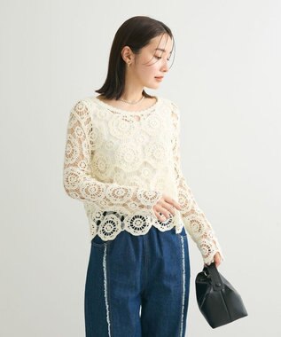 Green Parks ・ＳＵＧＡＲ　ＳＰＯＯＮ　クロシェフラワープルオーバー Off White