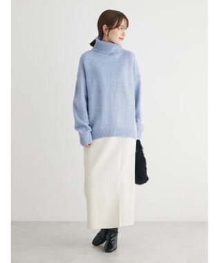 Green Parks ｆｕｗａっとメランジタートルニットプルオーバー Sax