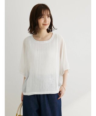 Green Parks ・ｆｕｒｒｙ　ｒａｔｅ　ピンタックボイルブラウス Off White