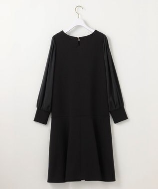 ANY SIS 【洗える】サテンコンビダンボール ワンピース ブラック