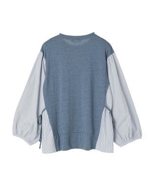 Green Parks 布帛ドッキング脇リボンプルオーバー Blue