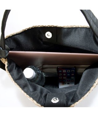 UNBILLION カシュカシュ cachecache / 下がりグログラン地柄編みトート カゴバッグ ブラック