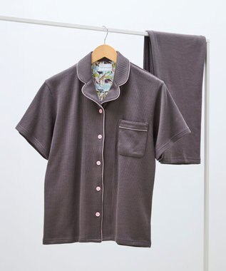 une nana cool 【綿混】ソフトコットンリブ 半袖開襟パジャマ MADE WITH LIBERTY FABRIC