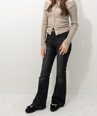 Bridget Birkin 【Bridget Birkin】キラキラリボンムートンシューズ ブラックスウェード