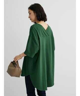 Green Parks ミニ裏毛バックカシュクール半袖チュニック Green