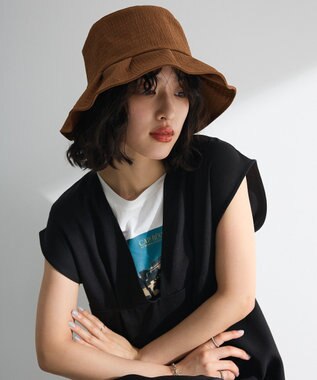 Green Parks ・エンボスギャザーハット Brown