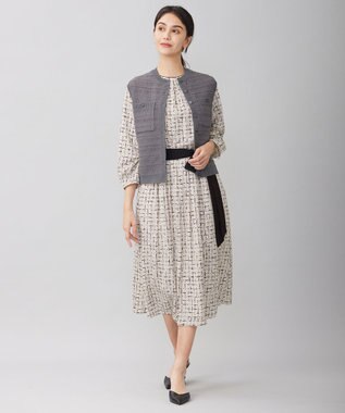 自由区 【洗える】テクスチャーコットンブレンドニット ベスト グレー