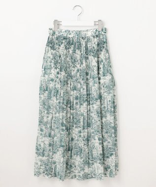 自由区 【カタログ掲載・洗える】ランドスケーププリント スカート ボトルグリーン