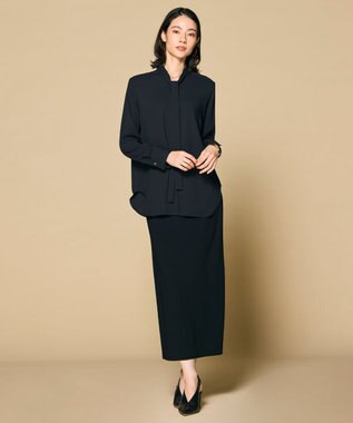 BEIGE， 【洗える・L-size】EVA / ボウタイロングスリーブブラウス Black