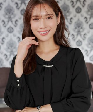 Tiaclasse L 【ダブルクロス】2wayボウタイ風ブラウス ブラック