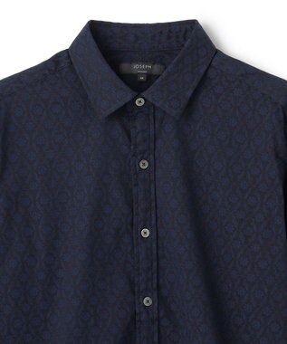 JOSEPH HOMME オーナメントジャガードストレッチ　レギュラーカラーシャツ ネイビー系
