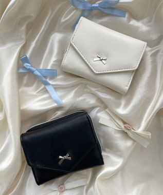 WEGO メタルリボンレターフラップウォレット ホワイト