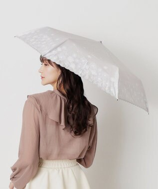 MOONBAT 【遮光率100％/遮熱/UV】LANVIN en Bleu (ランバン オン ブルー)晴雨兼用日傘 フラワーグリッター シルバースカラ刺繍 花柄 折りたたみ傘 簡単開閉