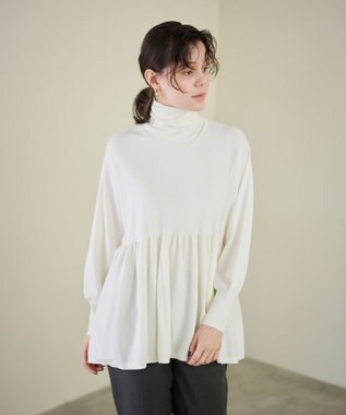 【洗える】ペプラムデザインワイドシルエットプルオーバー