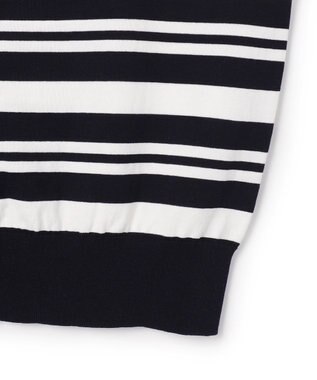 23区 L 【先行予約】プレミアムビオコットン ポケット ボーダー カーディガン ネイビー×オフ