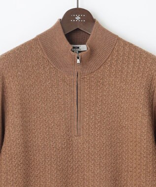 JOSEPH ABBOUD 【滑らかな肌触り/洗える】エクストラファインメリノウール ジップ ニット キャメル系
